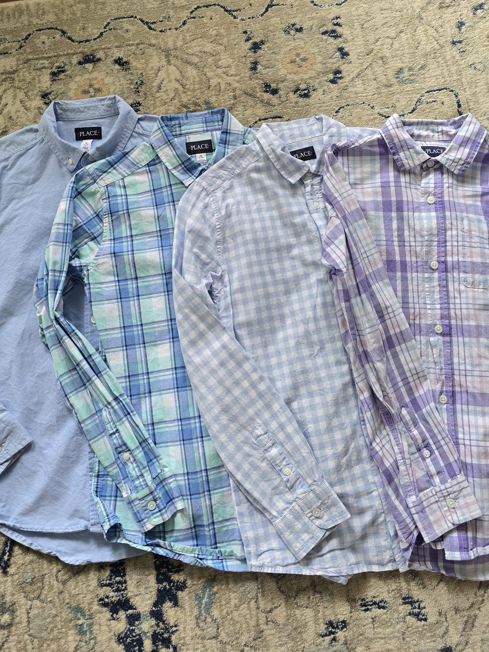 The Children's Place Boys' Light Blue & Pastel Plaid Button-Down Shirt Set Of 4